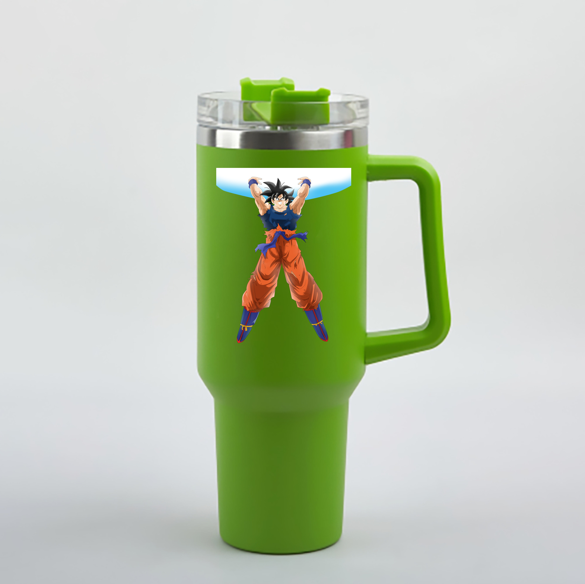 （画像用） ドラゴンボール 孫悟空（そん ごくう）Son Goku カカロット DRAGON BALL Kakarotto 1200mL車用タンブラー - クリスタルステッカー（プラスチックストロー付き）